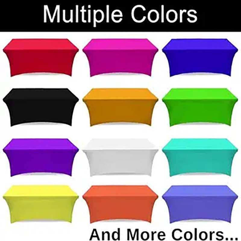 Custom Rectangular Table Cloth Rectangle 6 Ft Stretch Spandex Banquet Table Covers for Business Events