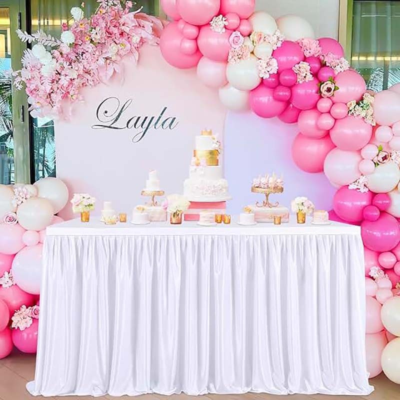 Custom modern outdoor polyester rectangular wedding party hotel table skirting