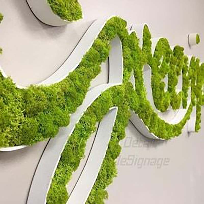 Manufacturer Custom Moss Sign Letters Company 3D Artificial Grass Moss Logo Wall Signage