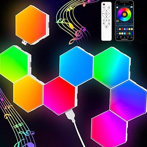 RGB Hexagon light panel Gaming Atmosphere Lights Intelligent Quantum Voice Induction APP Remote Control hexagonal wall lamp
