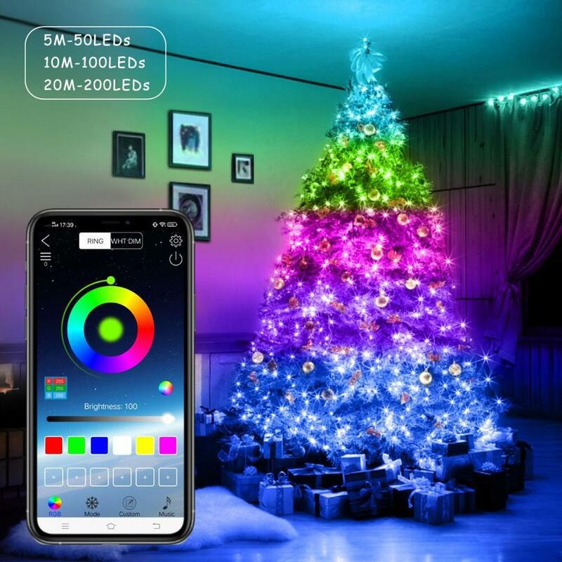 app smart multi color luces led christmas decorative lighting tree lights