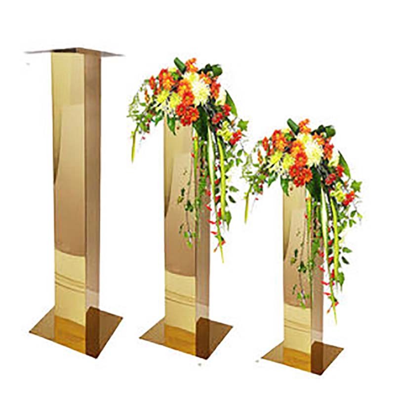 1M Mirrored stainless steel props hall hotel gold floral table flower stand decoration for wedding centerpiece decor
