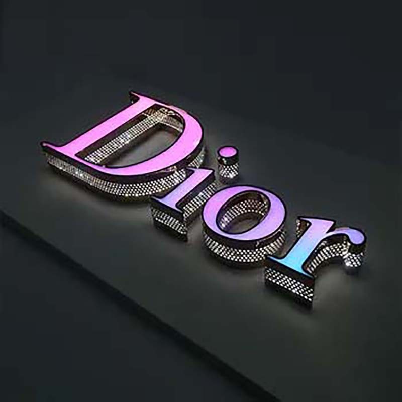 3D Side hollowing wall letters backlit metal letters signage for shop store company signs