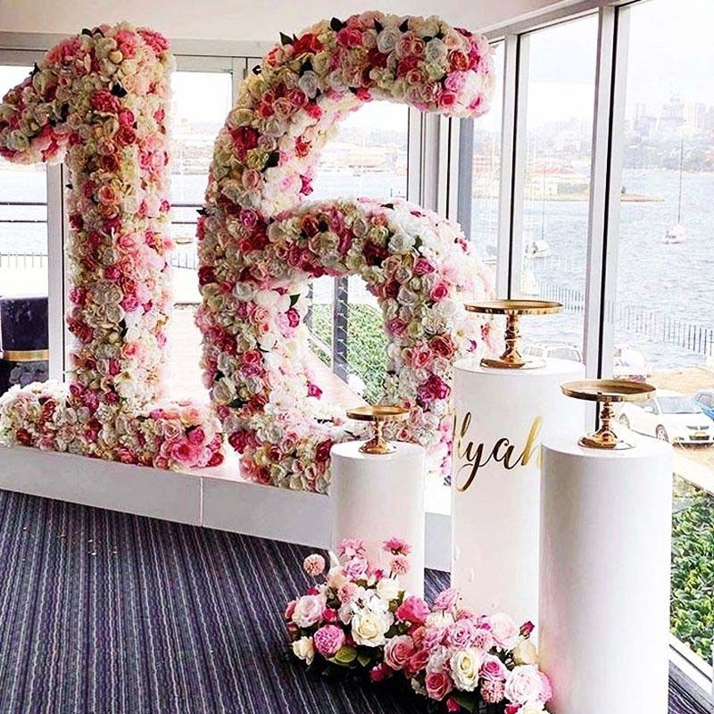 event supplies giant big 4ft green grass love marquee letter Mr&Mrs alphabet numbers with flowers for wedding decoration