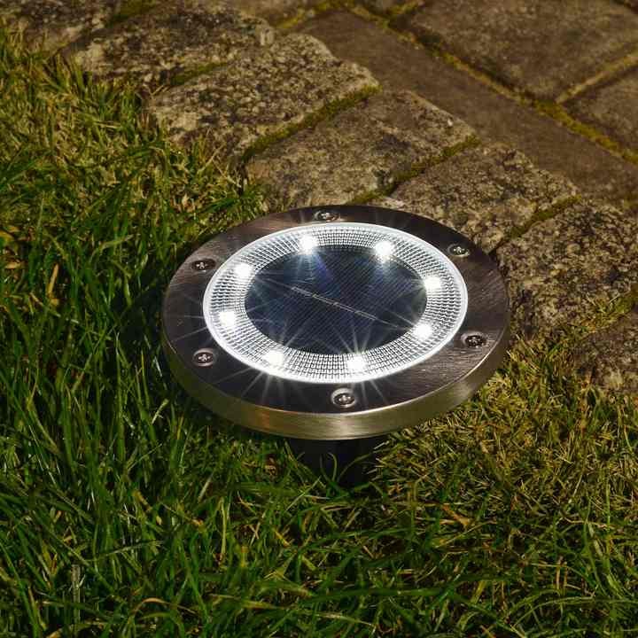 Outdoor Grid Design Shell Solar Powered Ground Lights Outdoor 8 LED Pathway garden yard deck Solar Disk Lights