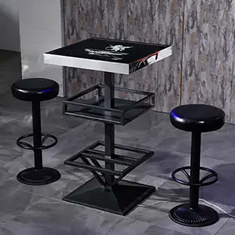 Wholesale Classical Industrial Style Restaurant Bar Furniture Wooden Desk Top Dining Table And Black Metal Chair Sets