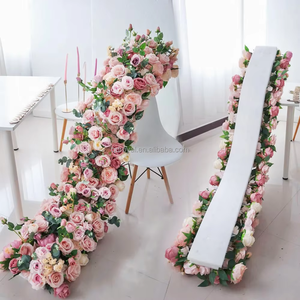 Factory direct sales flower runner artificial wedding table flower aisle runner Wedding Flower Arrangement