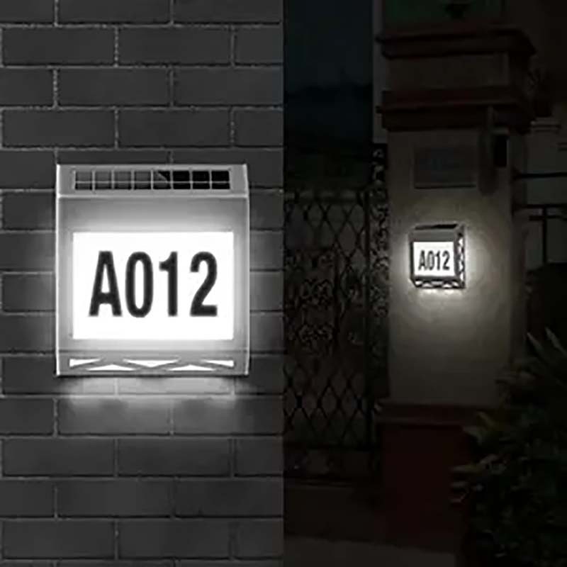 outdoor garden yard digital address door led solar house number wall light