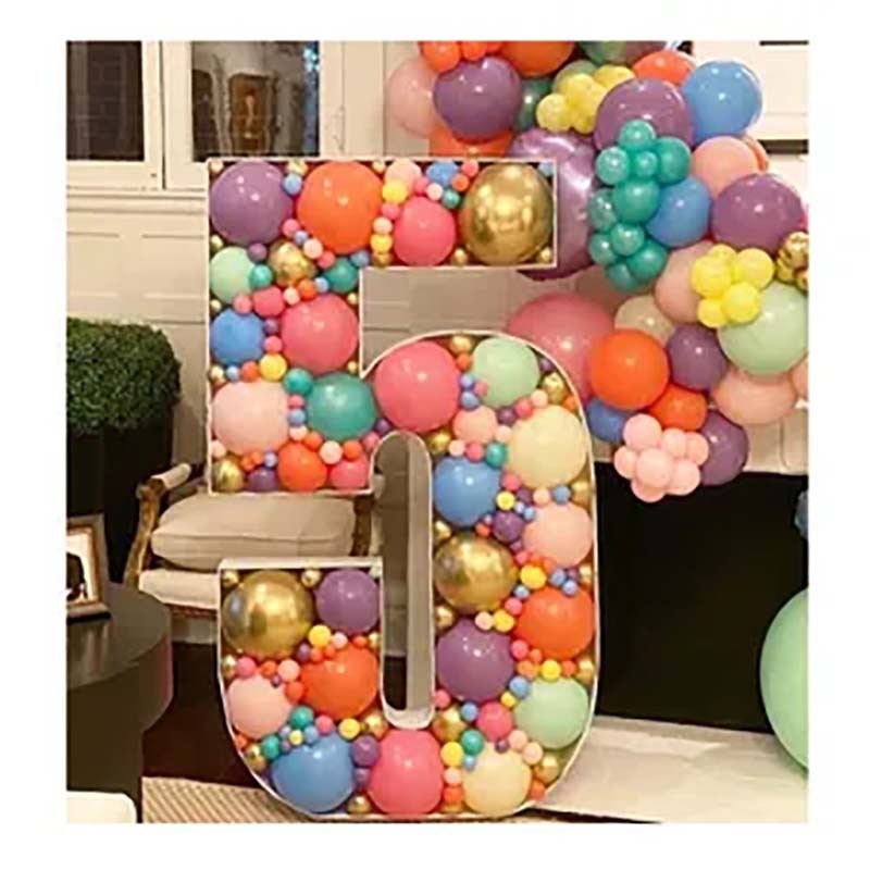 73/100/120CM Number 0 To 9 Letter Balloon Marquee Filling Box Stand DIY Baby Birthday Organic Mosaic Number Decor Balloon Frame
