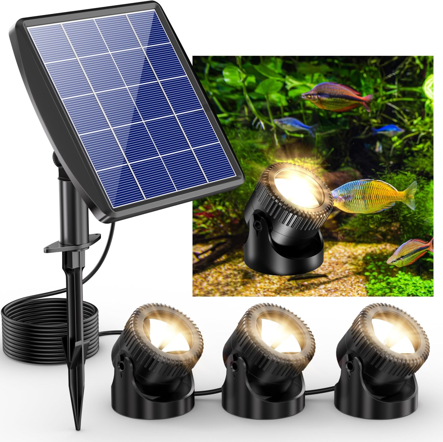 Outdoor Solar LED Lawn Garden Underwater Waterproof Pond Warm White Garden Light