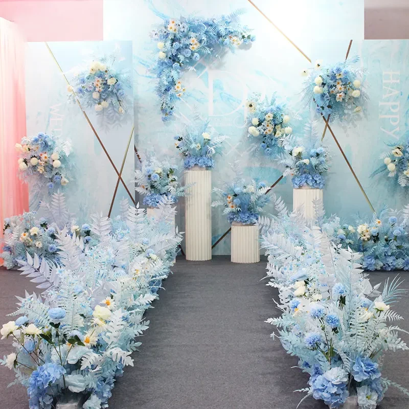 Customized Decorative Wedding Flower Backdrop Stage Wedding Decorations Artificial Flower Wedding Mandap Pillar Decoration