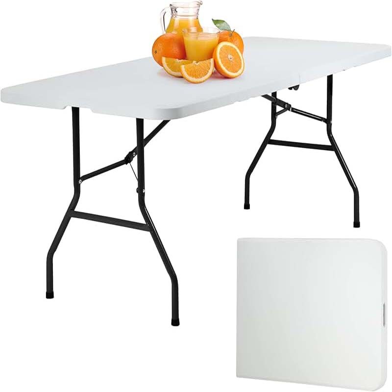 Folding Tables Plastic Half Portable Foldable Table for for Parties Wedding BBQ Camping, White